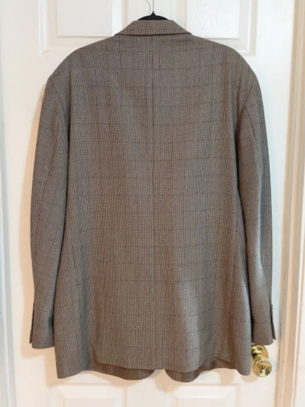 Vintage Oscar de la Renta Fine Plaid Brown/Taupe Lambswool & Cashmere Blazer 46L